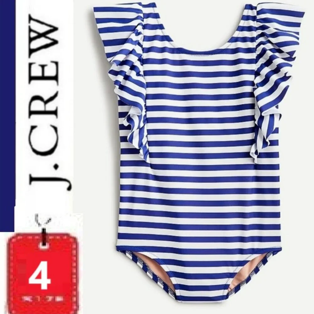 ⭐️ 5/$30 J. CREW size 4-5 blue striped swimsuit